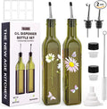 COOLMI Oil and Vinegar Dispenser Set - 17oz/500ML Premium Glass Olive Oil by COOLMI