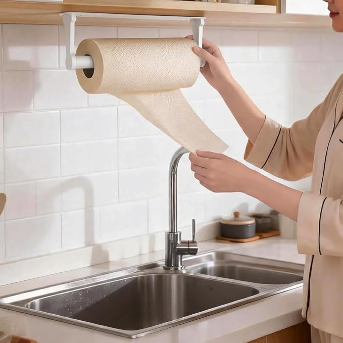 MONEER Kitchen Roll Holder Under Cabinet, Paper Towel Holder, Aluminum Alloy - Image 3