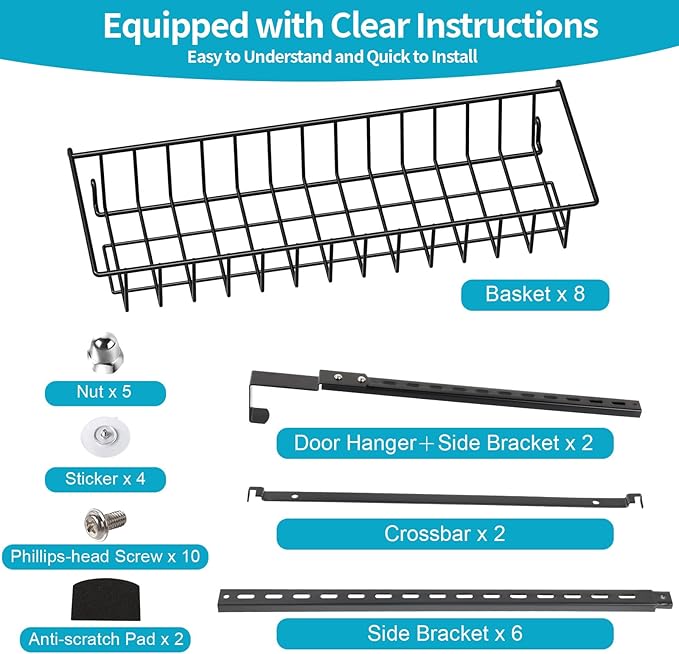ElegantArray 8-Tier Pantry Door Oragnizer, Over The Door Pantry Organizer Rack - Image 8