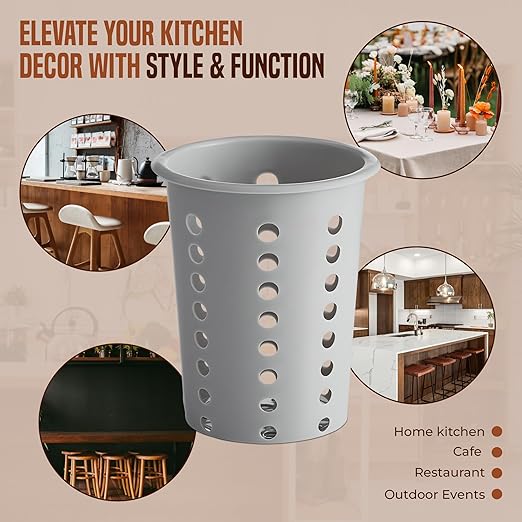 OCS Parts Perforated Utensil Drying Cups | Gray | Set of 3 | Plastic Flatware - Image 6