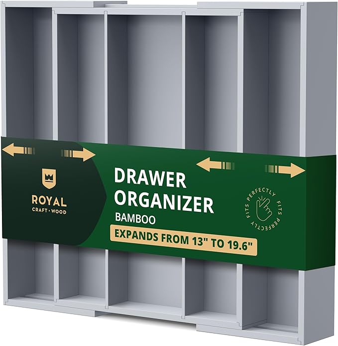 ROYAL CRAFT WOOD Luxury Bamboo Kitchen Drawer Organizer by RoyalCraftWood