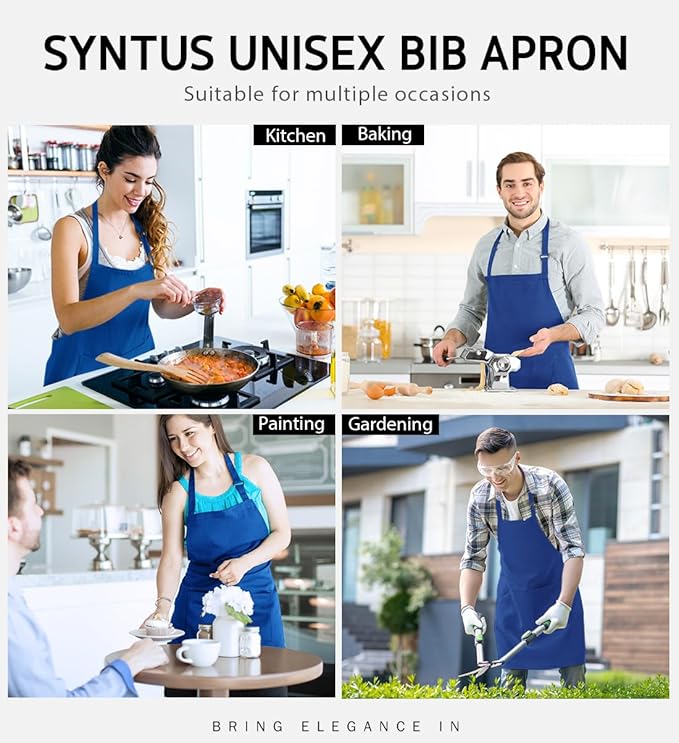 Syntus Apron for Men Women, Adjustable Cooking Kitchen Chef Aprons - Image 6