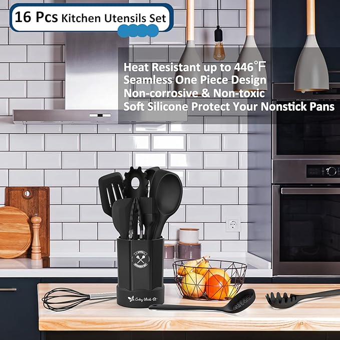 Silicone Kitchen Utensils Set, 16-Piece Silicone Cooking Utensils by Deedro - Image 2