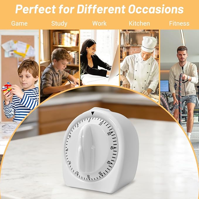 Kitchen Timers for Cooking, 60 Minute Wind Up Timer, Visual Mechanical Timer - Image 6