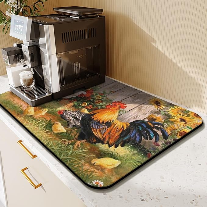 Kitchen Countertop Dish Drying Mat, Super Absorbent Coffee Bar Mat - Image 8