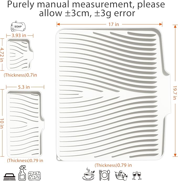 Silicone Dish Drying Mat for Kitchen Counter, Dish Drying Pad, Non-Slip Drain - Image 2
