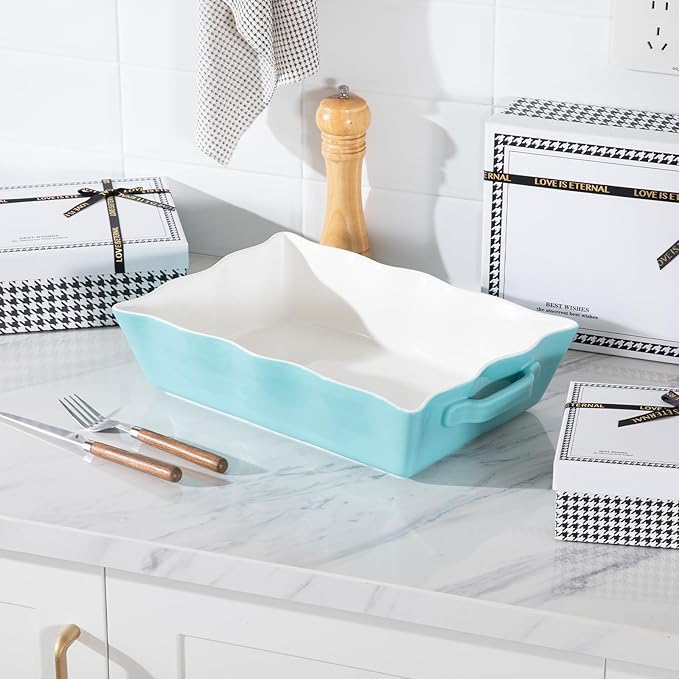 Sweejar Casserole Dishes for Oven, Ceramic 9x13 Baking Dish, Wave Edge Bakeware - Image 6