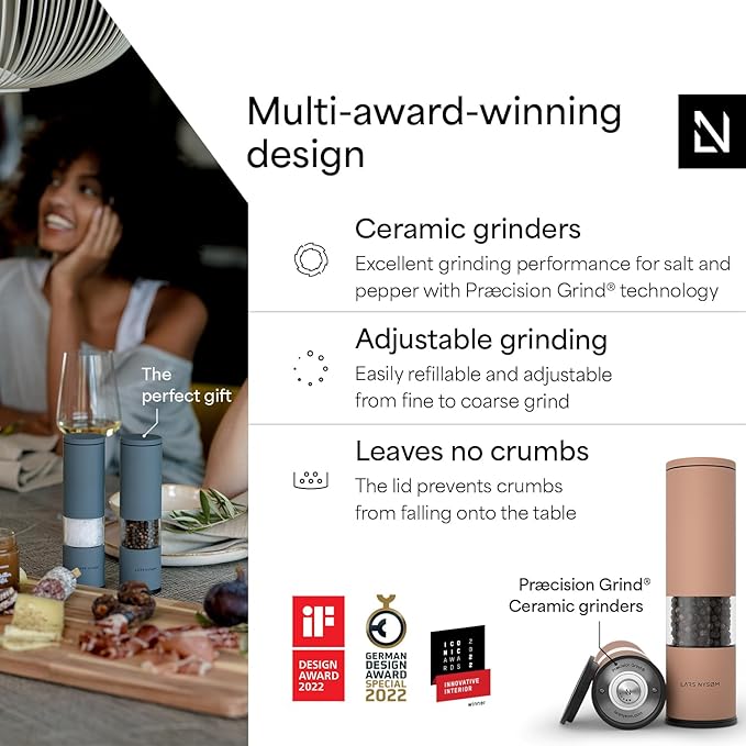 LARS NYSØM Salt and Pepper Grinder Set Manual, Stainless Steel Salt and Pepper - Image 2