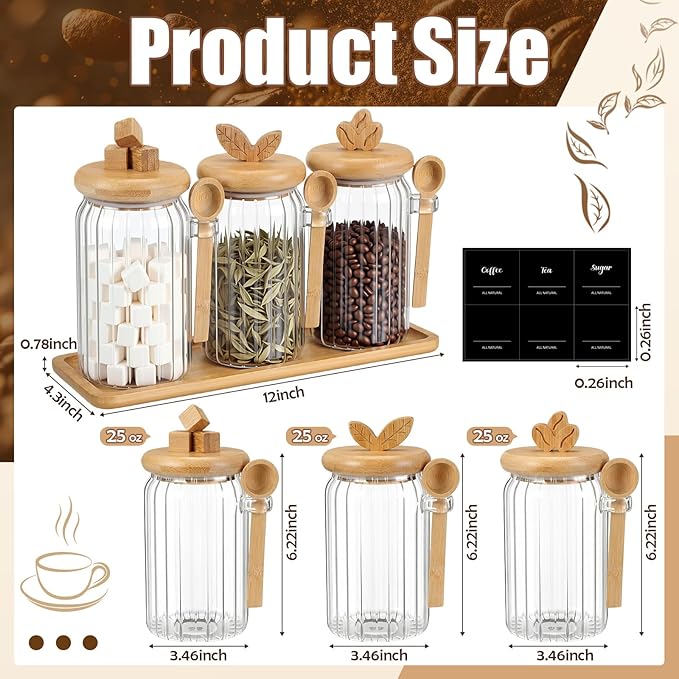 Suclain 3 Pcs Glass Coffee Container - Image 2
