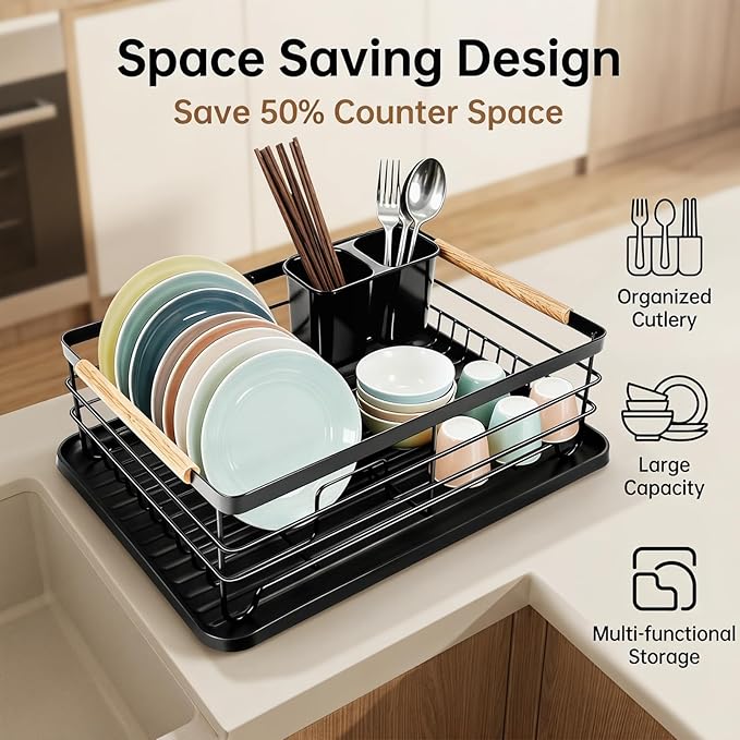 Dish Racks for Kitchen Counter, Thickened Metal Dish Drying Rack - Image 3