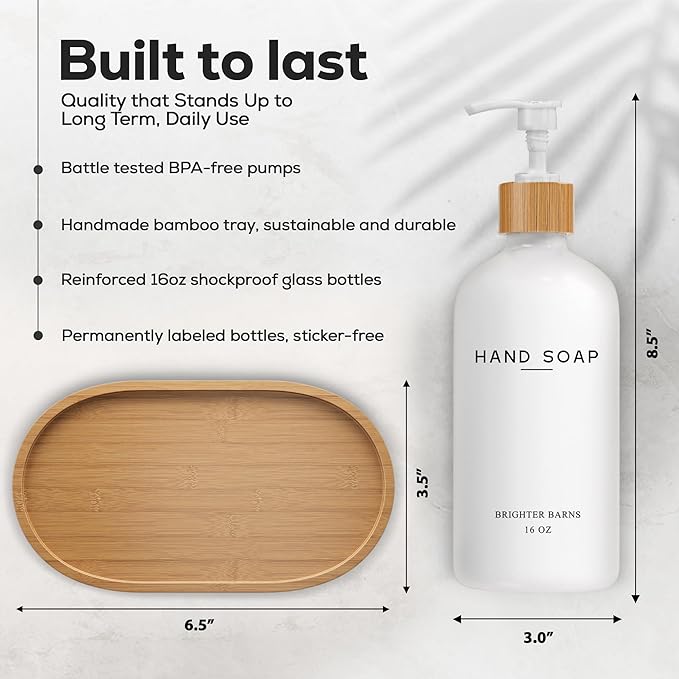 White Glass Hand and Dish Soap Dispenser Set by Brighter Barns - Image 3