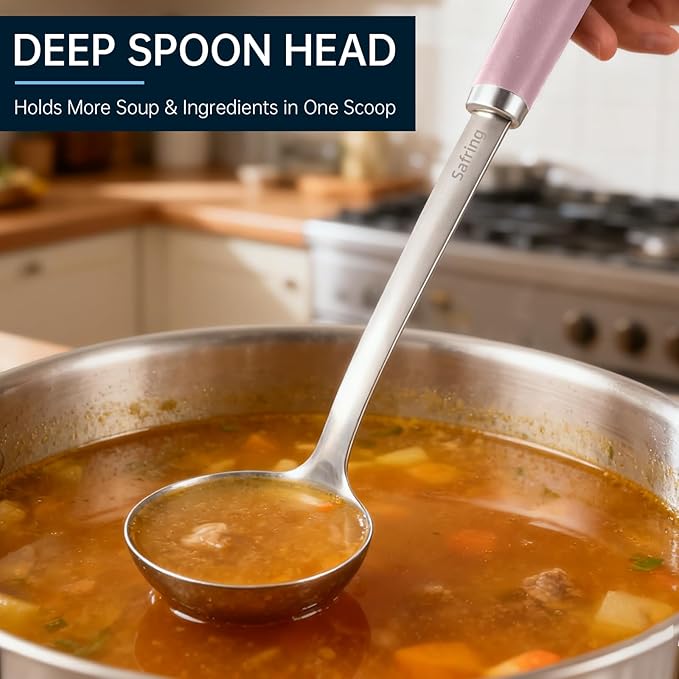 Safring Stainless Steel Soup Ladle and Spaghetti Spoon Set, Heat Resistant - Image 5