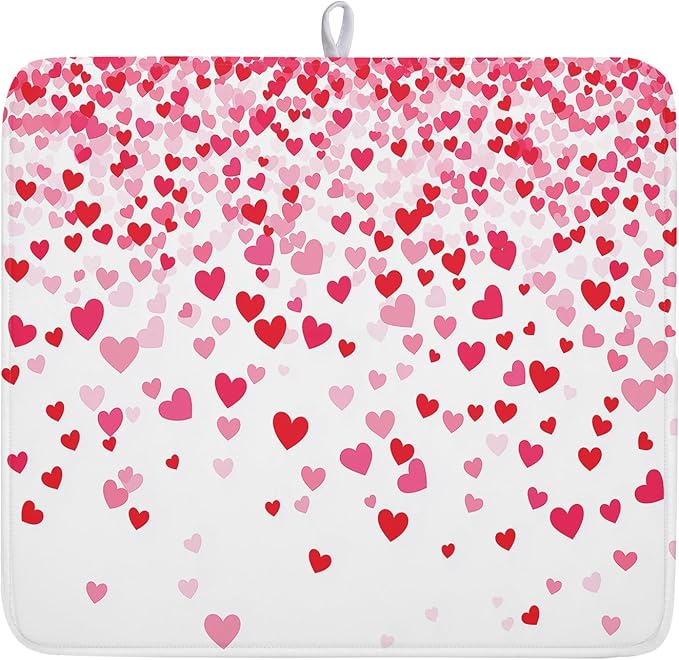 Valentine's Day Dish Drying Mat by Kawani