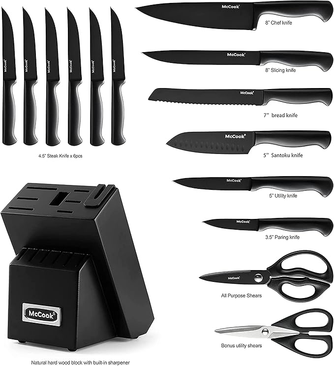 McCook® Knife Sets, German Stainless Steel Knife Block Sets - Image 2