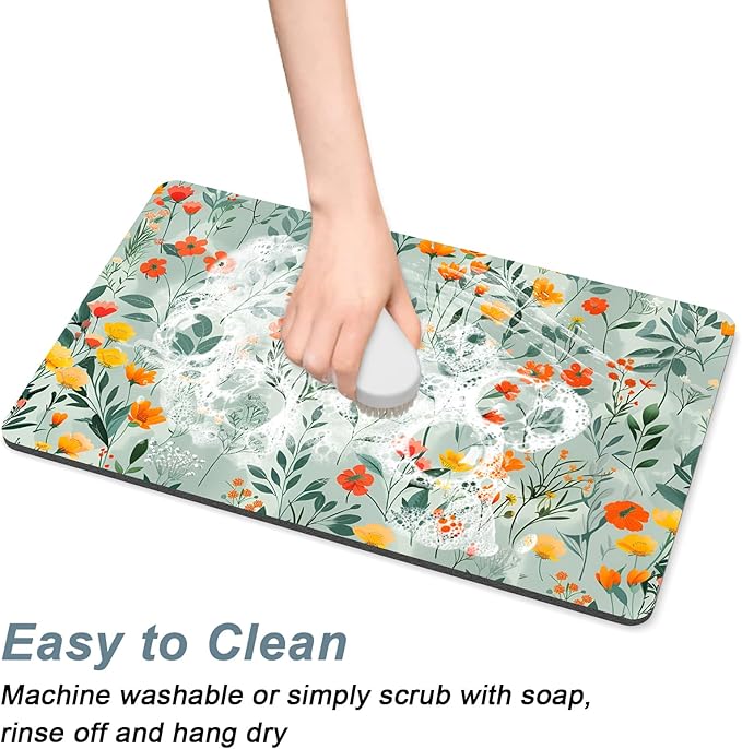 Rnivvi Coffee Mat, Hide Stain Rubber Backed Absorbent Dish Drying Pad - Image 5