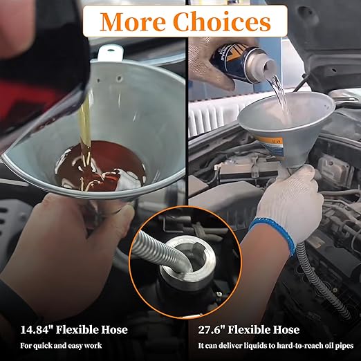 3Pcs 14.84" & 27.56" Steel Bendable Spout Funnel - Image 7