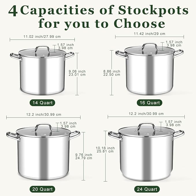 Leonyo Stainless Steel Stock Pot, 24QT Large Pot - Image 9