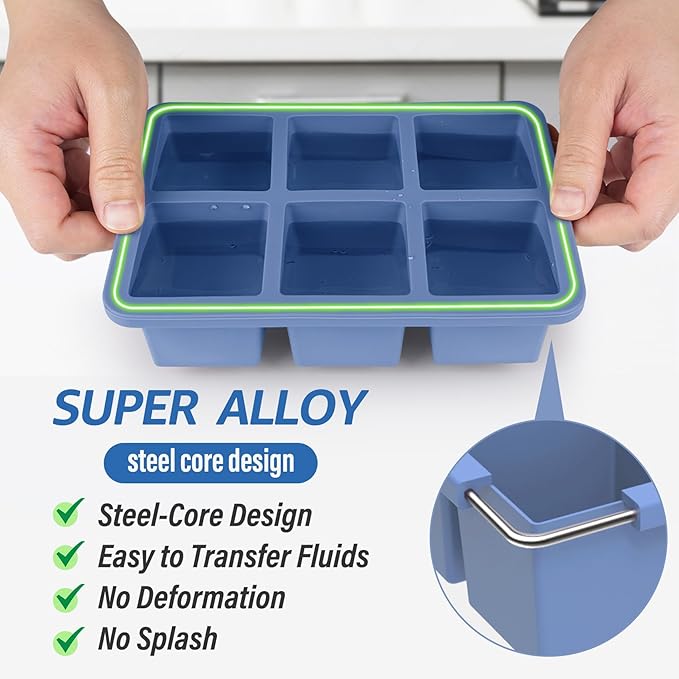 mossime Large Ice Cube Molds: 3pack Square Whiskey Silicone Ice Cube Trays - Image 2