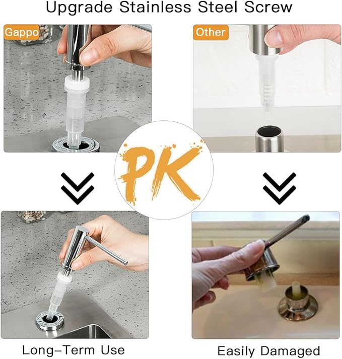Soap Dispenser for Kitchen Sink Polished Chrome GAPPO Stainless Steel - Image 3
