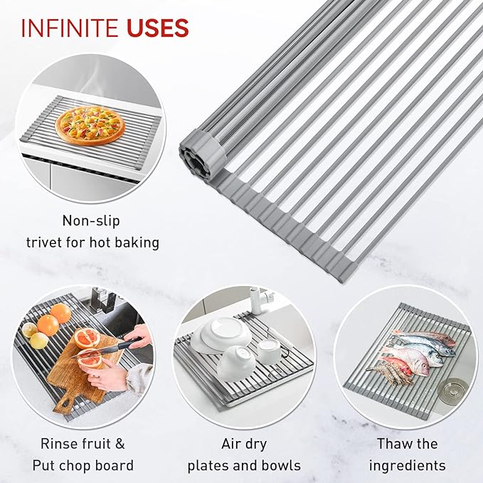 MERRYBOX Roll Up Dish Drying Rack, Over The Sink Dish Rack Foldable, - Image 7