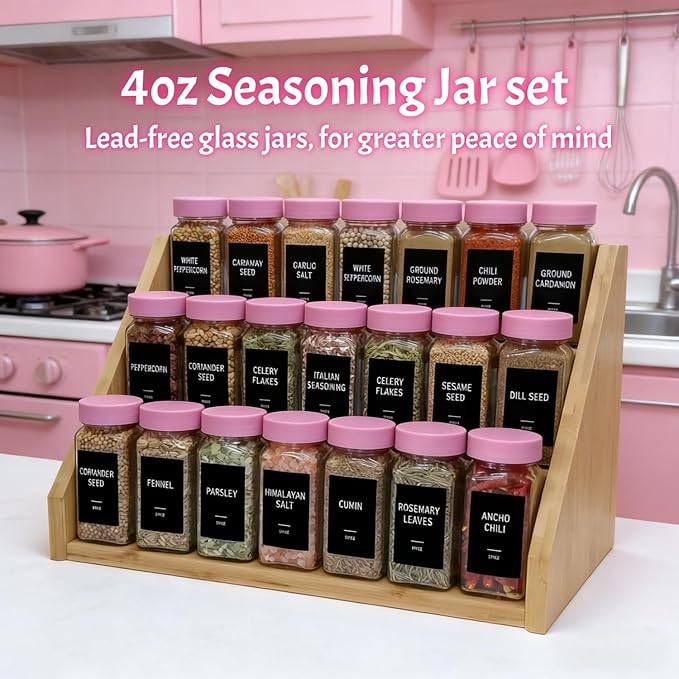 Pink Spice Jars with Labels - Image 3