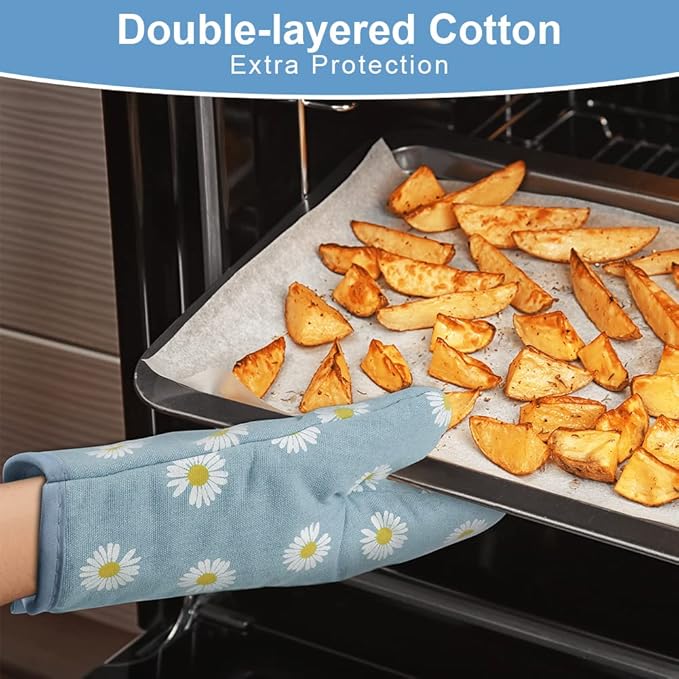 AUAUY Oven Mitts and Pot Holders, 392°F Heat Resistant Cooking Gloves and Hot - Image 4