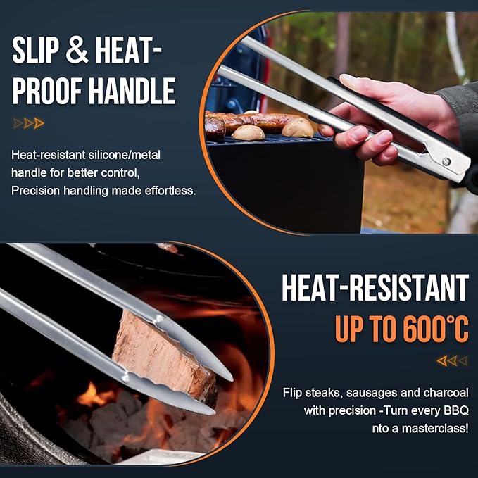 Eddeas Grill Tongs, 17 Inch Extra Long BBQ Tongs, Heat Resistant 600 Degrees - Image 3