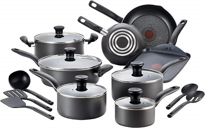 T-fal Initiatives Nonstick Cookware Set 18 Piece, Oven Broiler Safe 350F by T-falbrand