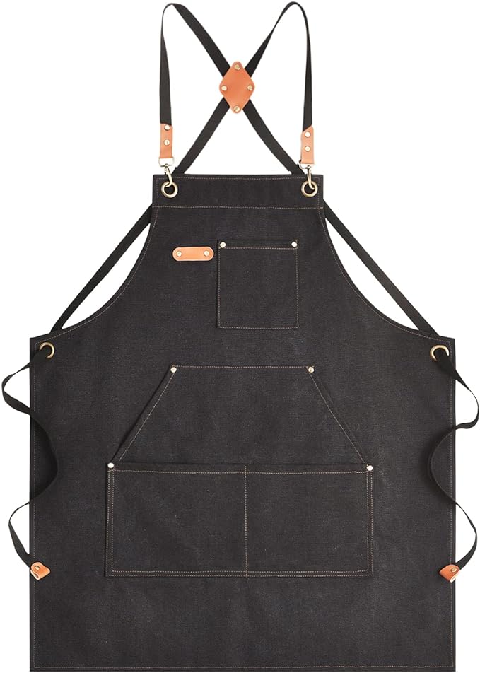 Aoomzoon Canvas Aprons for Men Chef Apron, Work Apron - 16oz Heavy Duty Cross by Aoomzoon