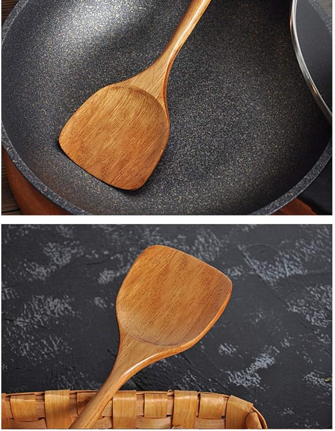 FJNATINH Wooden Spatula with Long Handle - Image 7