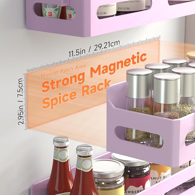 Sevenblue 4 Pack Strong Magnetic Spice Rack - Image 2