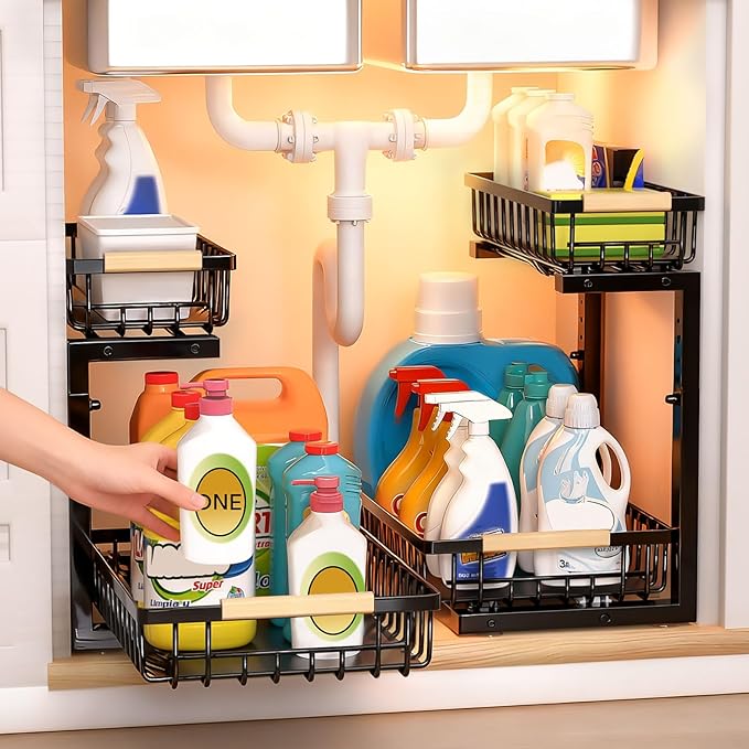 Under Sink Organizer, Heavy-Duty & Rust-Resistant Carbon Steel Metal, 2 Tier by Unknown