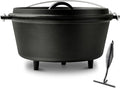 10 QT Pre-Seasoned Cast Iron Camp Dutch Oven by Blingco