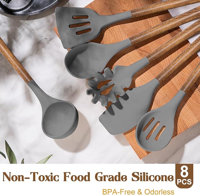 Umite Chef Silicone Cooking Utensil Set, 8-Piece Kitchen Utensils Set - Image 2
