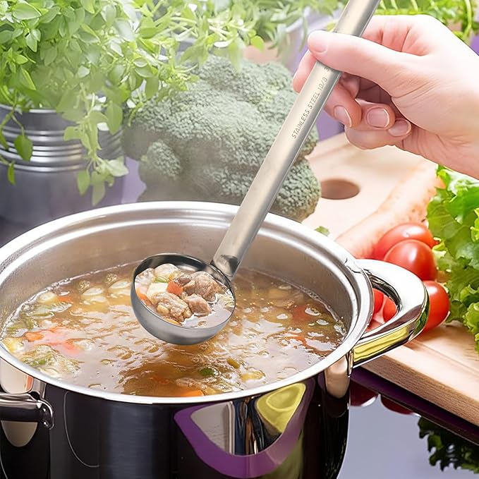 meekoo 1 Pieces Stainless Steel Ladle Soup Handle Ladle - Image 3