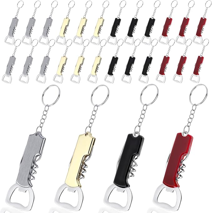 Ziliny 24 Pcs Bottle Opener Keychain Bulk Wine Bottle Beer Opener Keychain by Ziliny