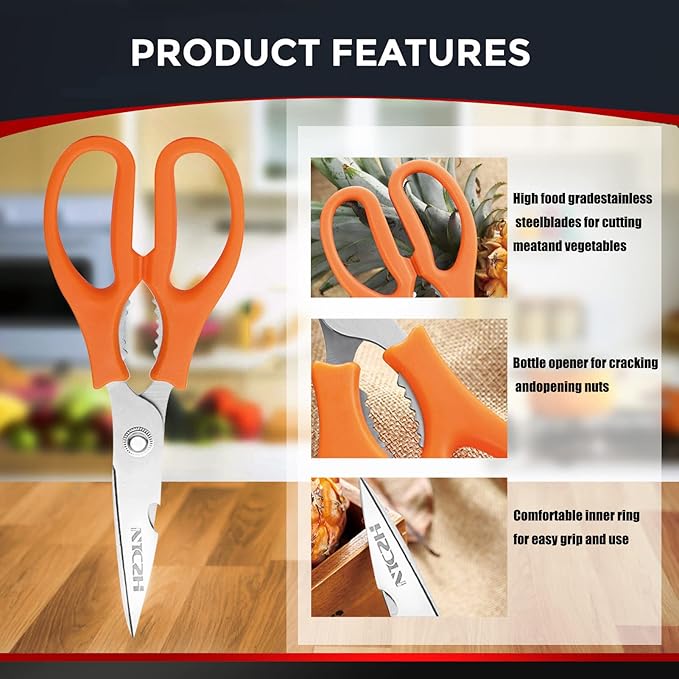 Kitchen Shears, Food Grade Stainless Steel Sharp Utility Scissors - Image 4