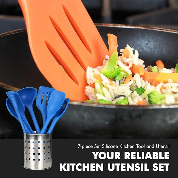 Chef Craft 7 Piece Blue Premium Silicone Kitchen Tool Set - Image 5