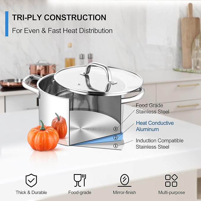 Stainless Steel Stock Pot 4 Quart, Homikit Induction Stockpot - Image 8