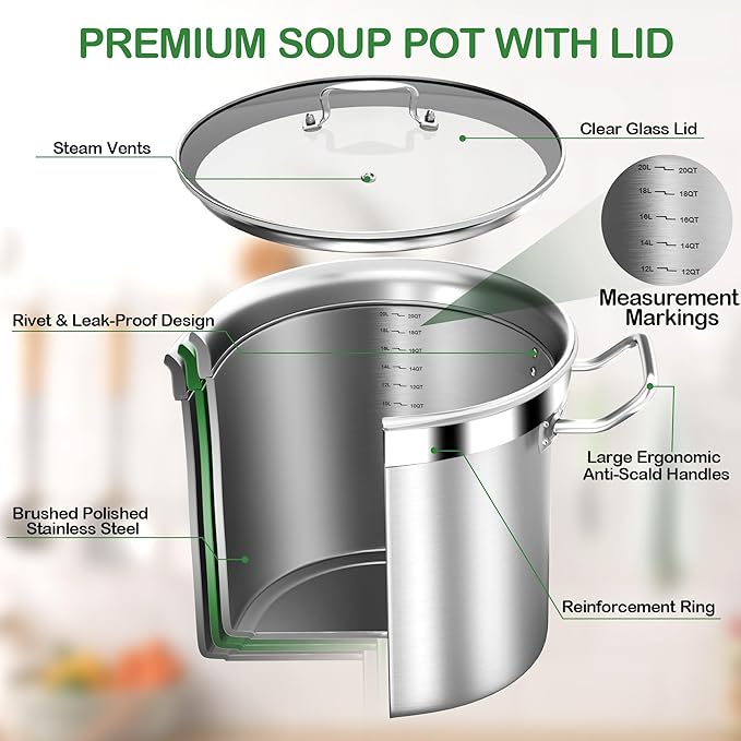 STOCKPOT Stainless Steel 20 Quart Stockpot - Image 4