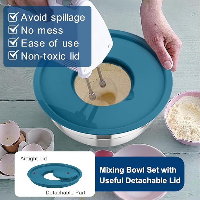 TeamFar Mixing Bowls with Lids, - Image 5