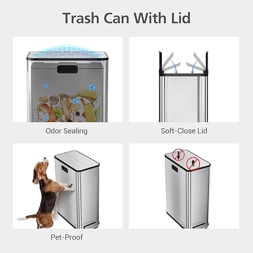 Garvee Kitchen Dual Trash Can, 15 gal Large Recycling Bin Garbage Can - Image 3