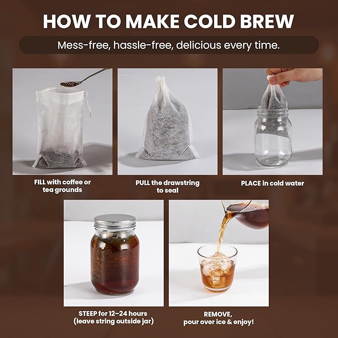 Cold Brew Bags, 4 * 6 Inch Fine Mesh Drawstring Pouches, Fits Mason Jars & - Image 3