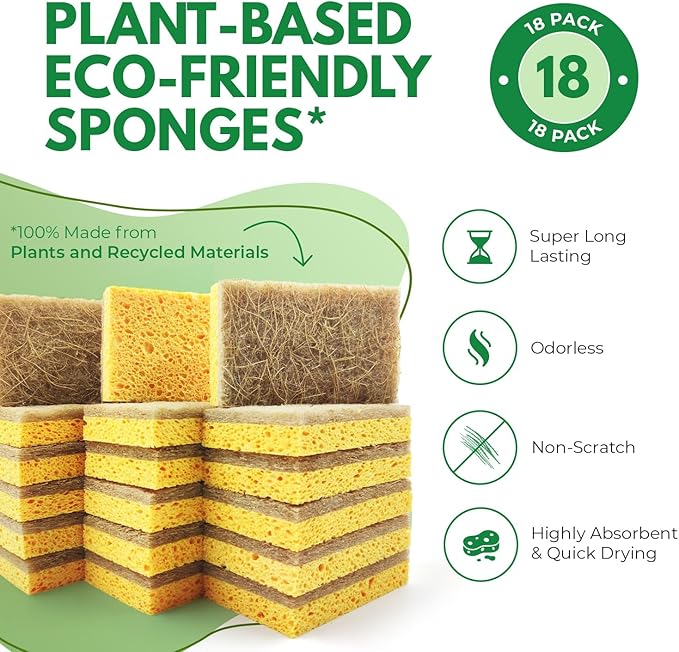 AIRNEX Natural Kitchen Sponges Pack of 18 - Image 2