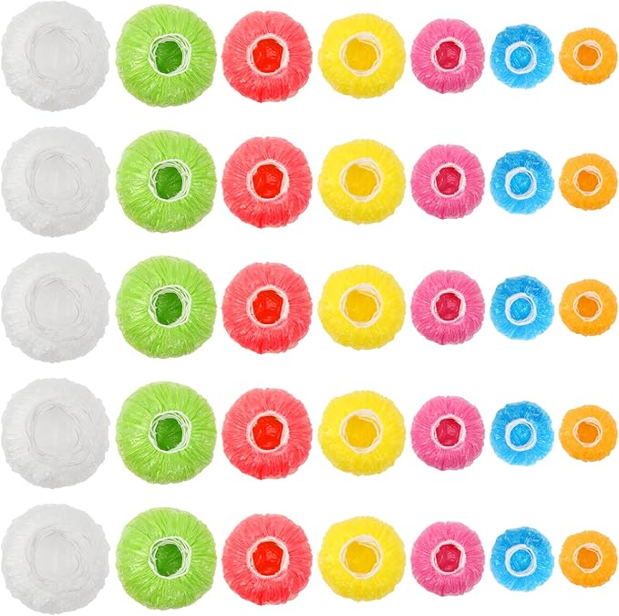 175Pcs 7 Colors Reusable Elastic Food Covers, Sublaga 7 Sizes Plastic Bowl by Sublaga