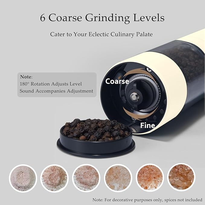 Electric Salt and Pepper Grinder Set, USB Rechargeable, Automatic Salt and - Image 6
