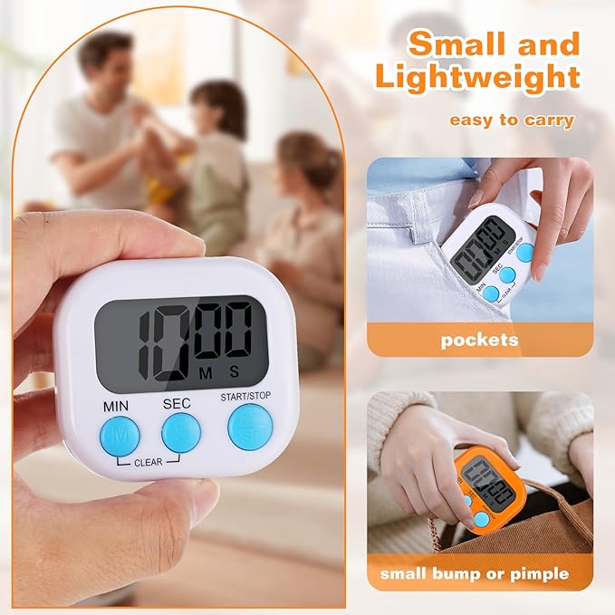 12 Pack Digital Kitchen Timers for Cooking, Small Magnetic Countdown Classroom - Image 8