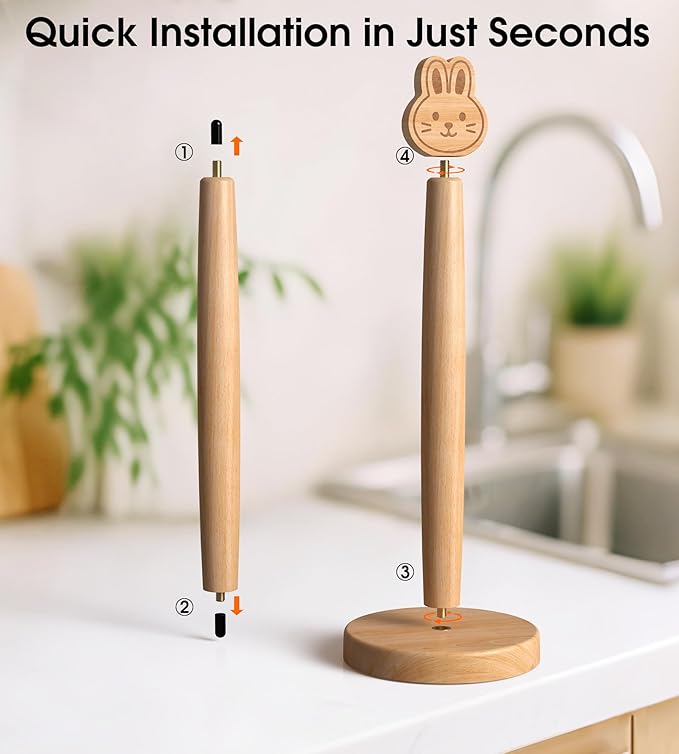 KitchLife Cute Wooden Paper Towel Holder Countertop - Image 5