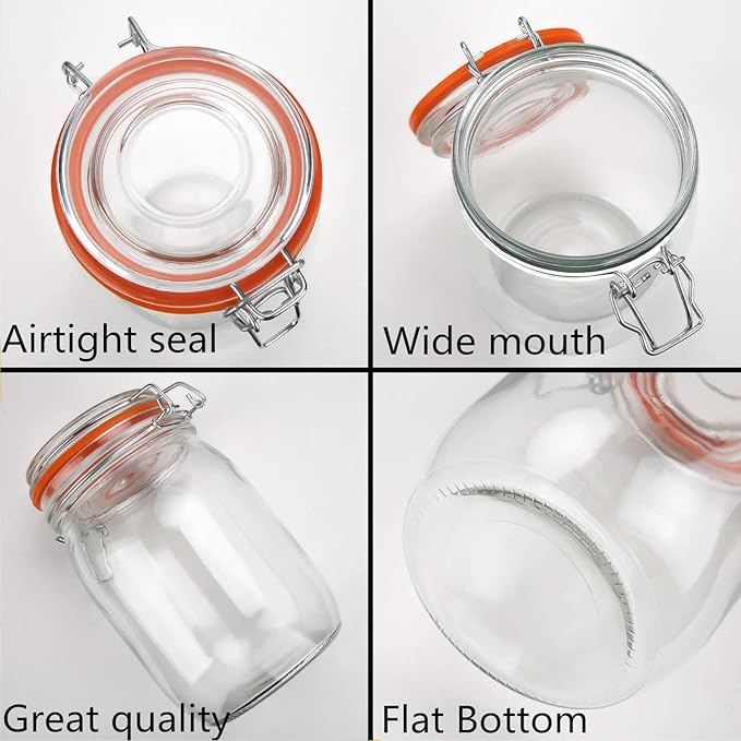 Glass Jars 32oz, Airtight Glass Food Storage Jar - Image 3
