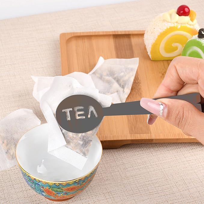 4Pcs Gray Tea Bag Squeezer, Stainless Steel Clip On Strainer, Tea Spoon Tongs - Image 4